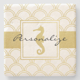 Porta-copo De Pedra Casa de Praia Cavalo-Marinho Onda Oceânica Art Déc