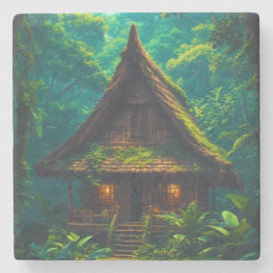 Porta-copo De Pedra Casa Silenciosa na Floresta Tropical