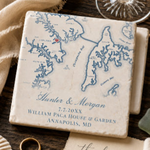 Porta-copo De Pedra Casa William Paca Casamento Annapolis MD Mapa