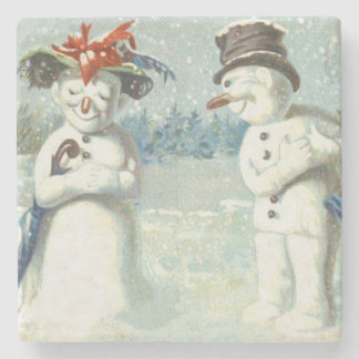 Porta-copo De Pedra Casal de Boneco de Neve Campo de Neve de Inverno