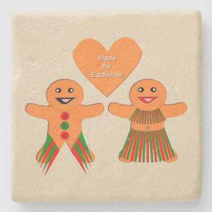 Porta-copo De Pedra Casal de Gingerbread de Natal