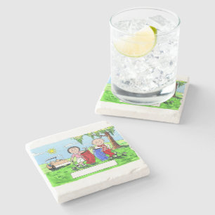 Porta-copo De Pedra Casal de Golfe - Cartum Personalizado