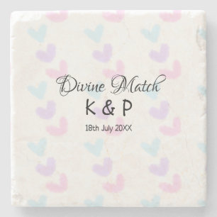 Porta-copo De Pedra casal divino adicionar nome letra padrão coração 