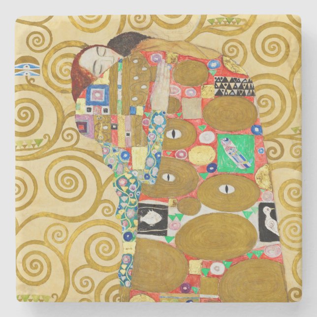 Porta-copo De Pedra Casal Gustav Klimt Realização Nouveau (Frente)
