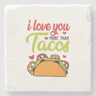 Porta-copo De Pedra Casal Presente Eu Te Amo Mais Do Que Tacos