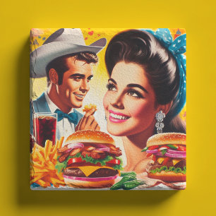 Porta-copo De Pedra Casal Retro de Fast Food
