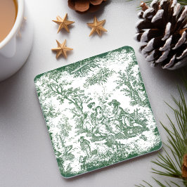 Porta-copo De Pedra Casal verde-para-jouy impresso