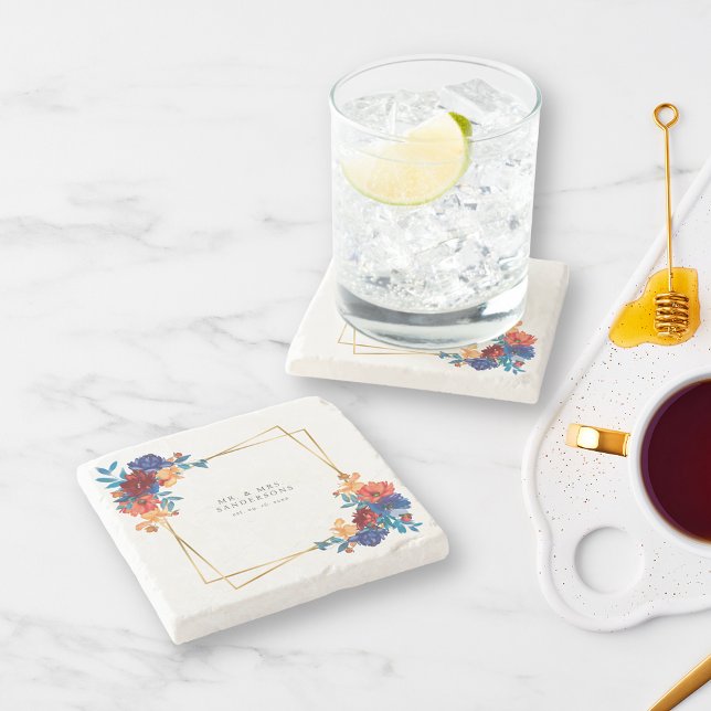 Porta-copo De Pedra Casamento com Flor Moderno Mexicano Fiesta (Criador carregado)