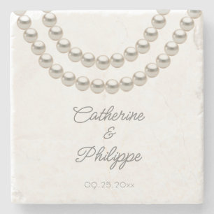 Porta-copo De Pedra Casamento de colar de pérolas Elegante
