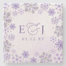 Casamento de Inverno Flocos de Neve Roxo Prata Mon