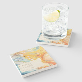 Porta-copo De Pedra Casamento de Praia de Ondas e Pedras de abstrato