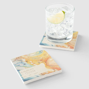 Porta-copo De Pedra Casamento de Praia de Ondas e Pedras de abstrato