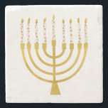 Porta-copo De Pedra Casamento de Velas Festivas Menorah Hanukkah Celes<br><div class="desc">Velas de folha de ouro falsa para a comemoração de Chanucá. A ilustração menorah Whimsical com estrelas brancas cobria velas celestiais em um falso suporte de velas menorah dourada. Menorah elegante casamento estrelado Hanukkah ilustrava presentes de design e produtos de papel.</div>