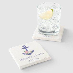 Porta-copo De Pedra Casamento de Verão Floral Náutico