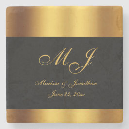 Porta-copo De Pedra Casamento Dourado de Caligrafia de Luxo