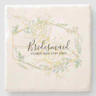 Porta-copo De Pedra Casamento Dourado de Sage, Greenery Sage