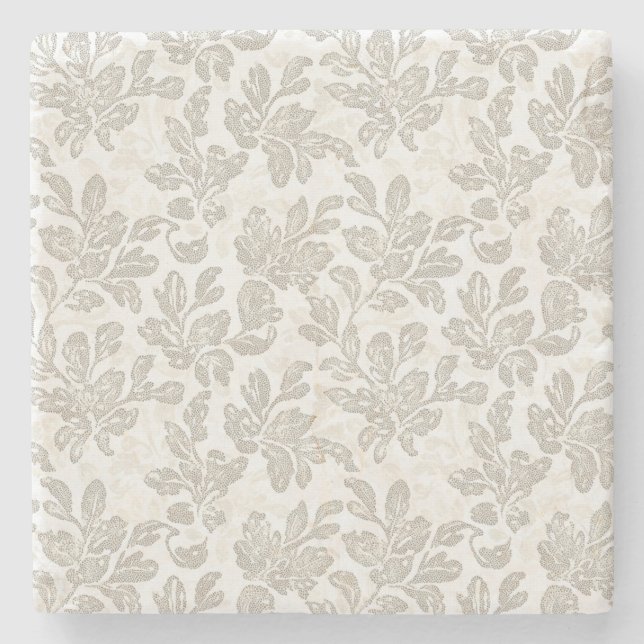 Porta-copo De Pedra Casamento Floral Creme Branco Chic (Frente)