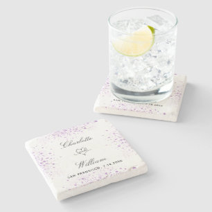 Porta-copo De Pedra Casamento guardar os nomes violeta de data