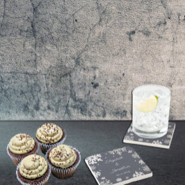 Porta-copo De Pedra Casamento no inverno marinho Azul Flocos de Neve