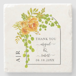 Porta-copo De Pedra Casamento outono de flores, arcos e monogramas