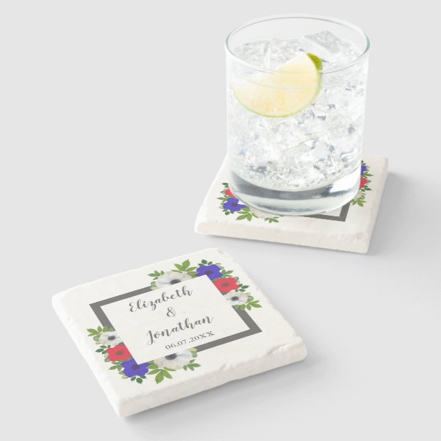 Porta-copo De Pedra Casamento Patriótico de Panda Anemone (Lateral)