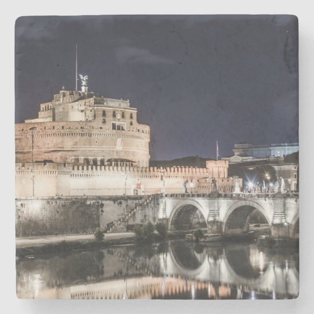 Porta-copo De Pedra Castel Sant Angelo à noite em Roma (Frente)