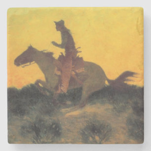 Porta-copo De Pedra Cavaleiro Contra o Pôr do Sol (por Remington)