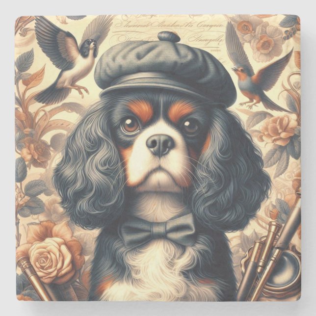 Porta-copo De Pedra Cavalier King Charles Spaniel Painting (Frente)