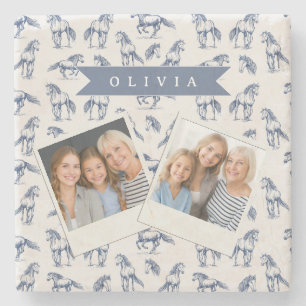 Porta-copo De Pedra Cavalo Azul Vintage Personalizado Clássico Country