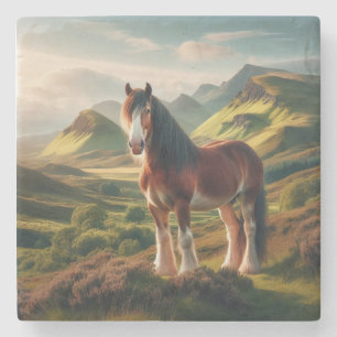 Porta-copo De Pedra cavalo Clydesdale Terras Altas da Escócia