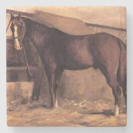 Porta-copo De Pedra Cavalo de Baía Brown nos estábulos