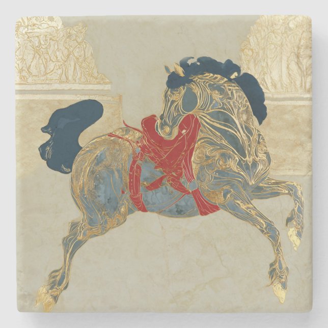 Porta-copo De Pedra Cavalo Dourado Imperial (Frente)