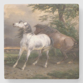 Porta-copo De Pedra Cavalos Assustados pela Tempestade (por Carle Vern