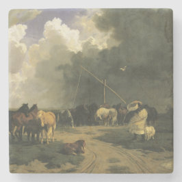 Porta-copo De Pedra Cavalos numa tempestade (equino)