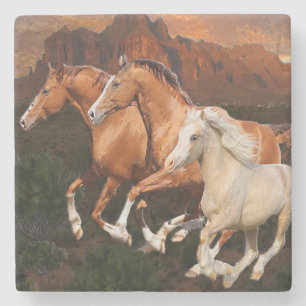 Porta-copo De Pedra Cavalos Selvagens