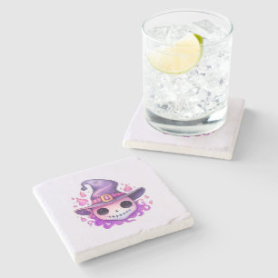Porta-copo De Pedra Caveira em um Chapéu de Bruxa Caprichosa