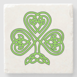 Porta-copo De Pedra Celtic Knot Green Shamrock