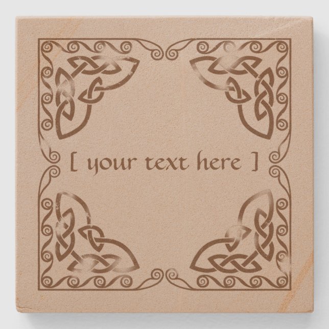 Porta-copo De Pedra Celtic Knot Tribal Design Brown Weatherversion (Frente)