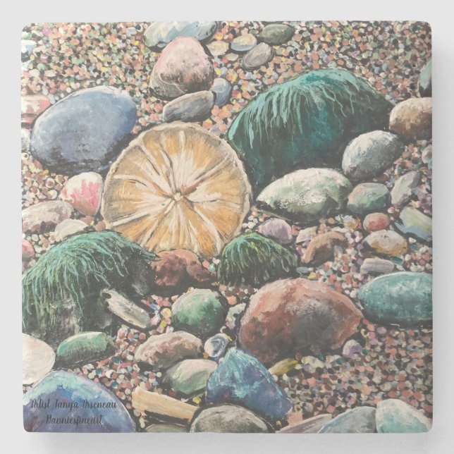 Porta-copo De Pedra Cena da BEACH da SEASCAPE (Frente)