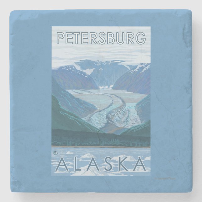 Porta-copo De Pedra Cena da geleira - Petersburgo, Alaska (Frente)