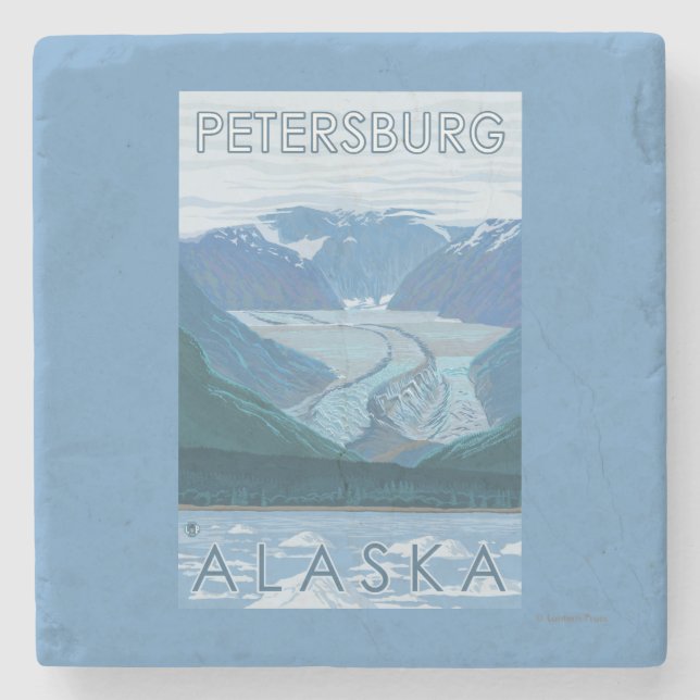 Porta-copo De Pedra Cena da geleira - Petersburgo, Alaska (Frente)