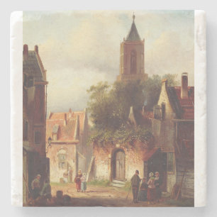 Porta-copo De Pedra Cena de Cidade Holandesa por Charles Leickert Pais