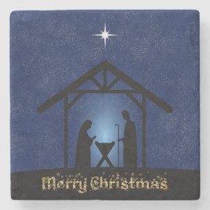 Porta-copo De Pedra Cena de Natal Religiosa
