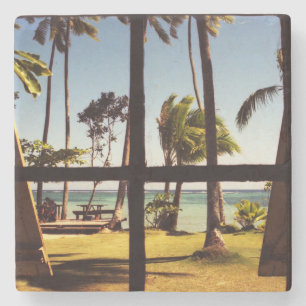 Porta-copo De Pedra Cena de praia tropical de Fiji