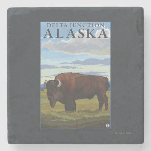 Porta-copo De Pedra Cena do bisonte - junção do delta, Alaska
