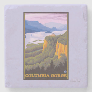 Porta-copo De Pedra Cena do desfiladeiro do Rio Columbia com ponto da