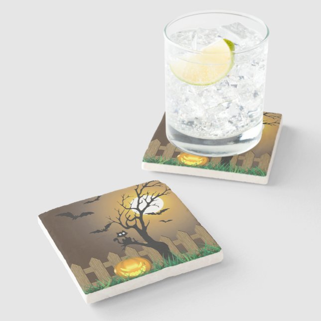 Porta-copo De Pedra Cena do Jardim do Assustador do Halloween (Lateral)