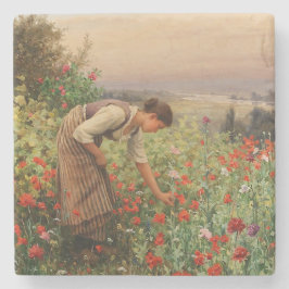 Porta-copo De Pedra Cena Floral (Campo Flor)