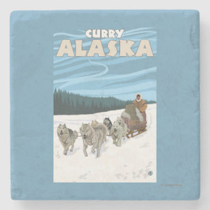 Porta-copo De Pedra Cena Sledding do cão - caril, Alaska