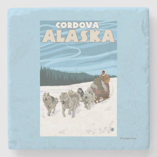 Porta-copo De Pedra Cena Sledding do cão - Cordova, Alaska